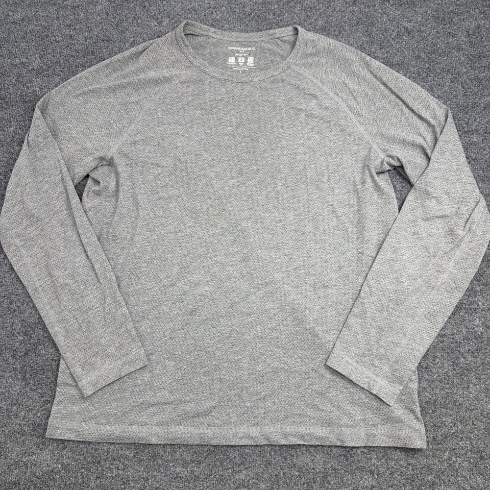 Banana Republic Shirt Mens Large Gray Heather Long Sleeve Crewneck Quick Dry L